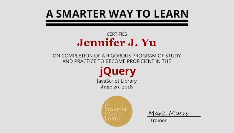 jQuery Certificate